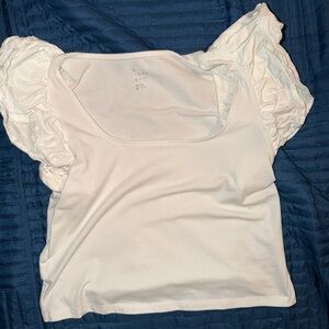 A New Day White Ruffled Crop Top